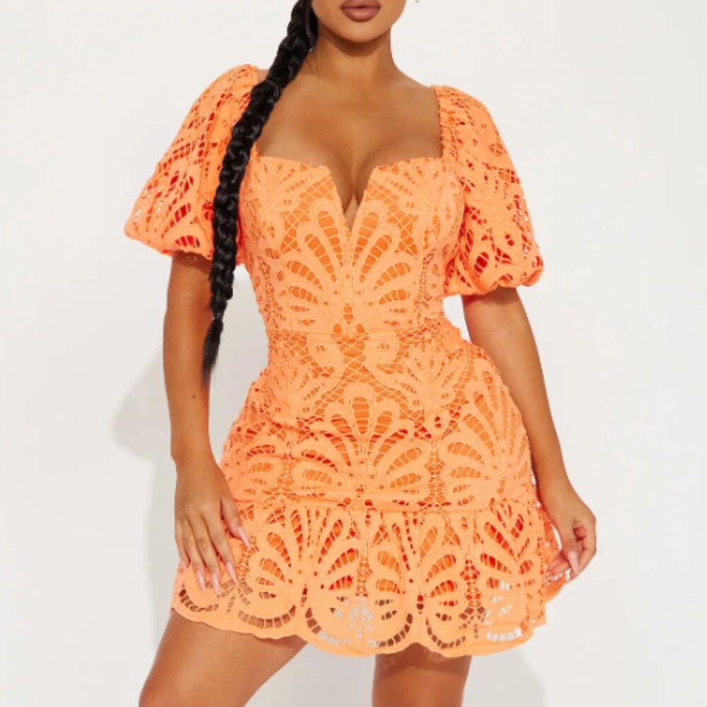 Fashion Nova Key West Mini Dress - Orange Size Small